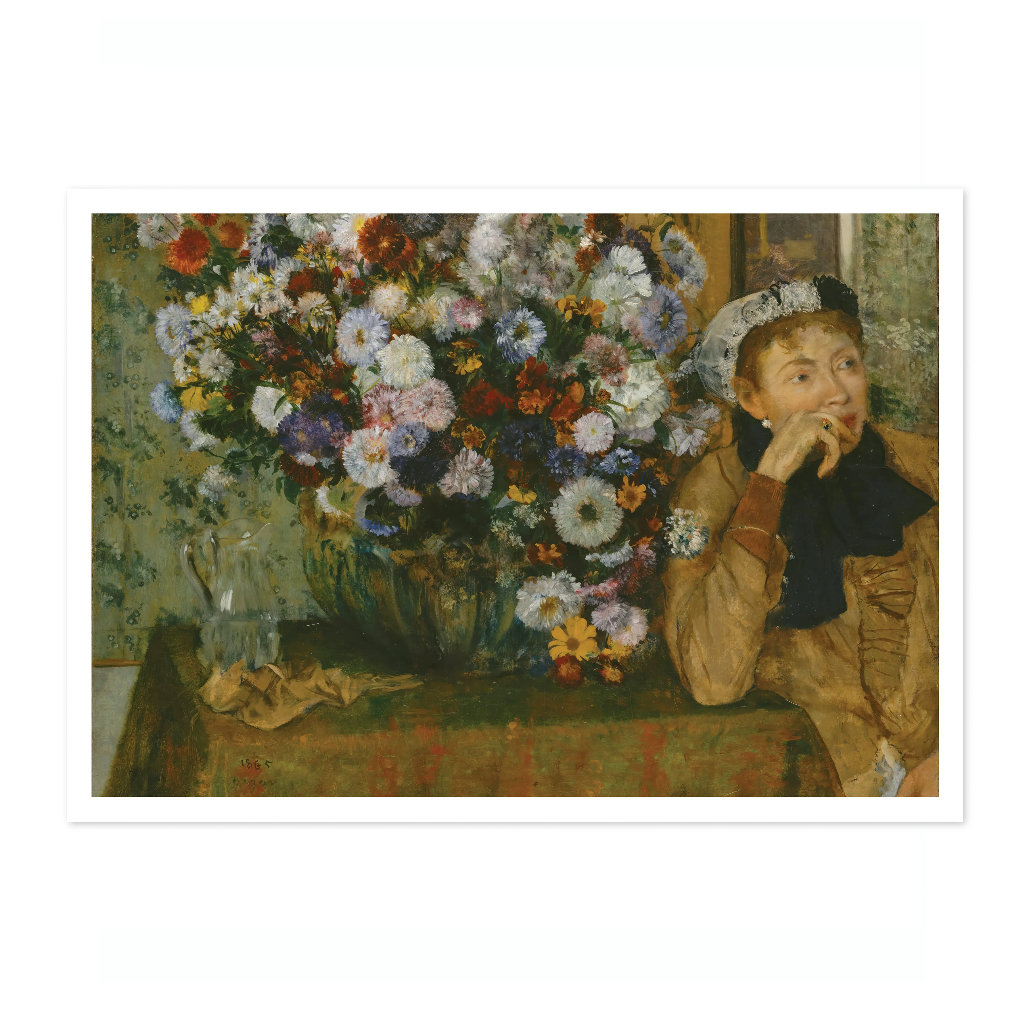 A Woman Seated beside a Vase of Flowers - Image 4
