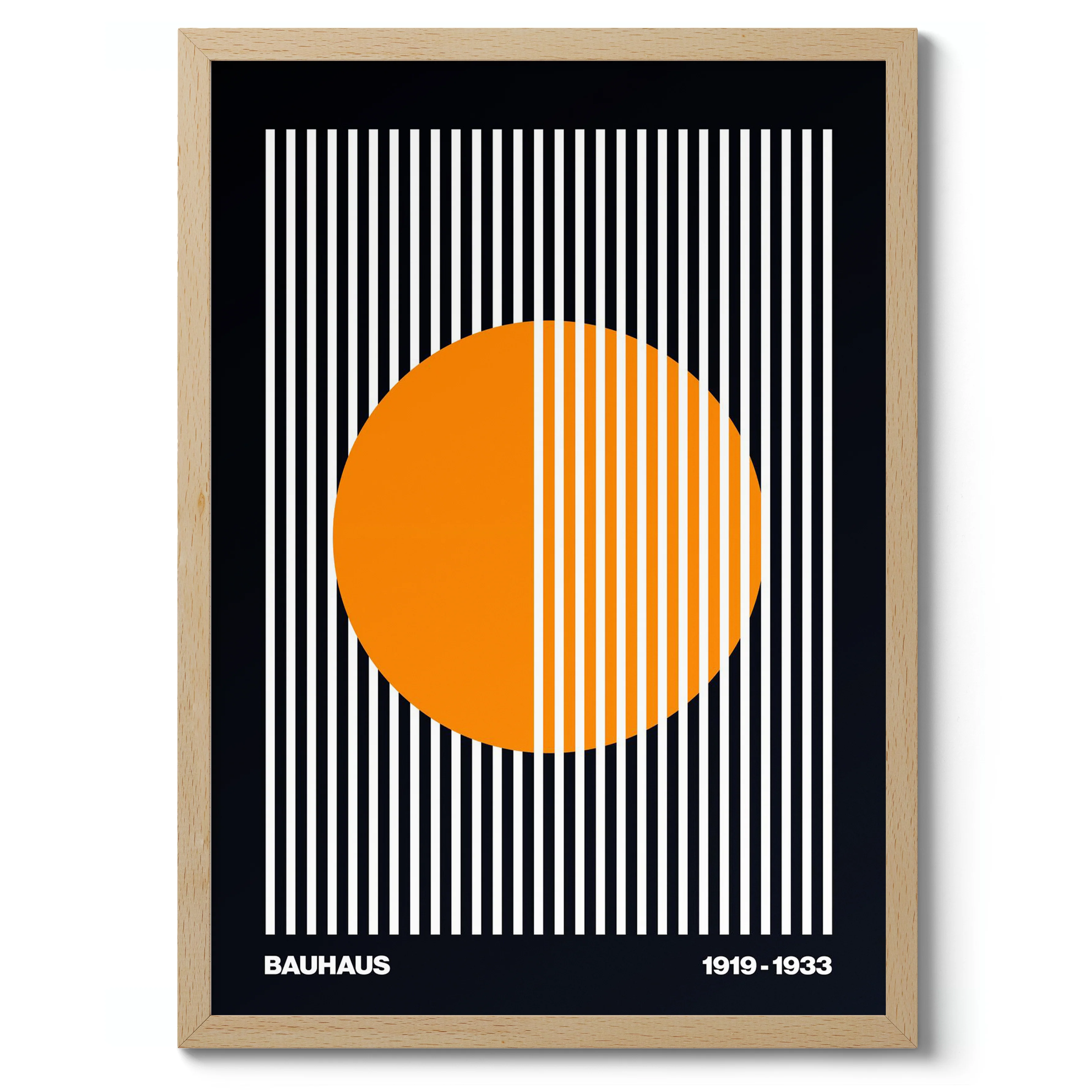 Bauhaus Orange Circle on White Stripes - Image 3