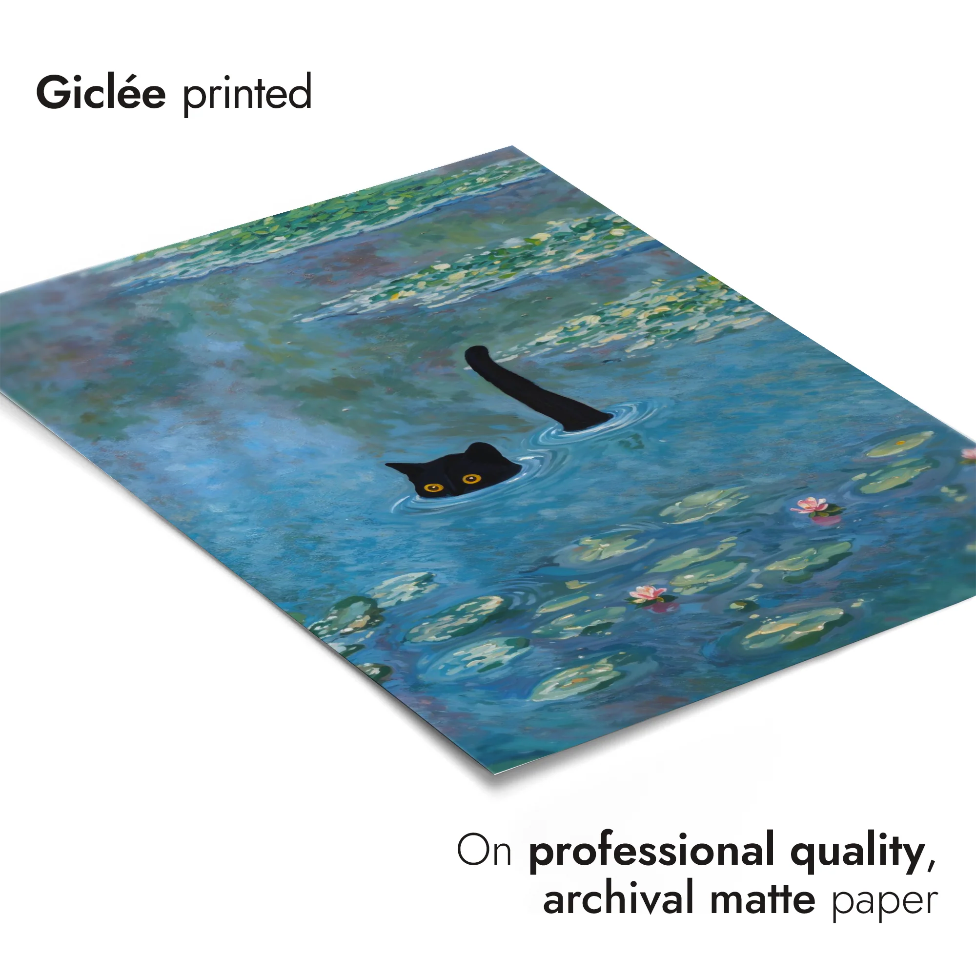 Black Cat Amongst Water Lilies - Image 6