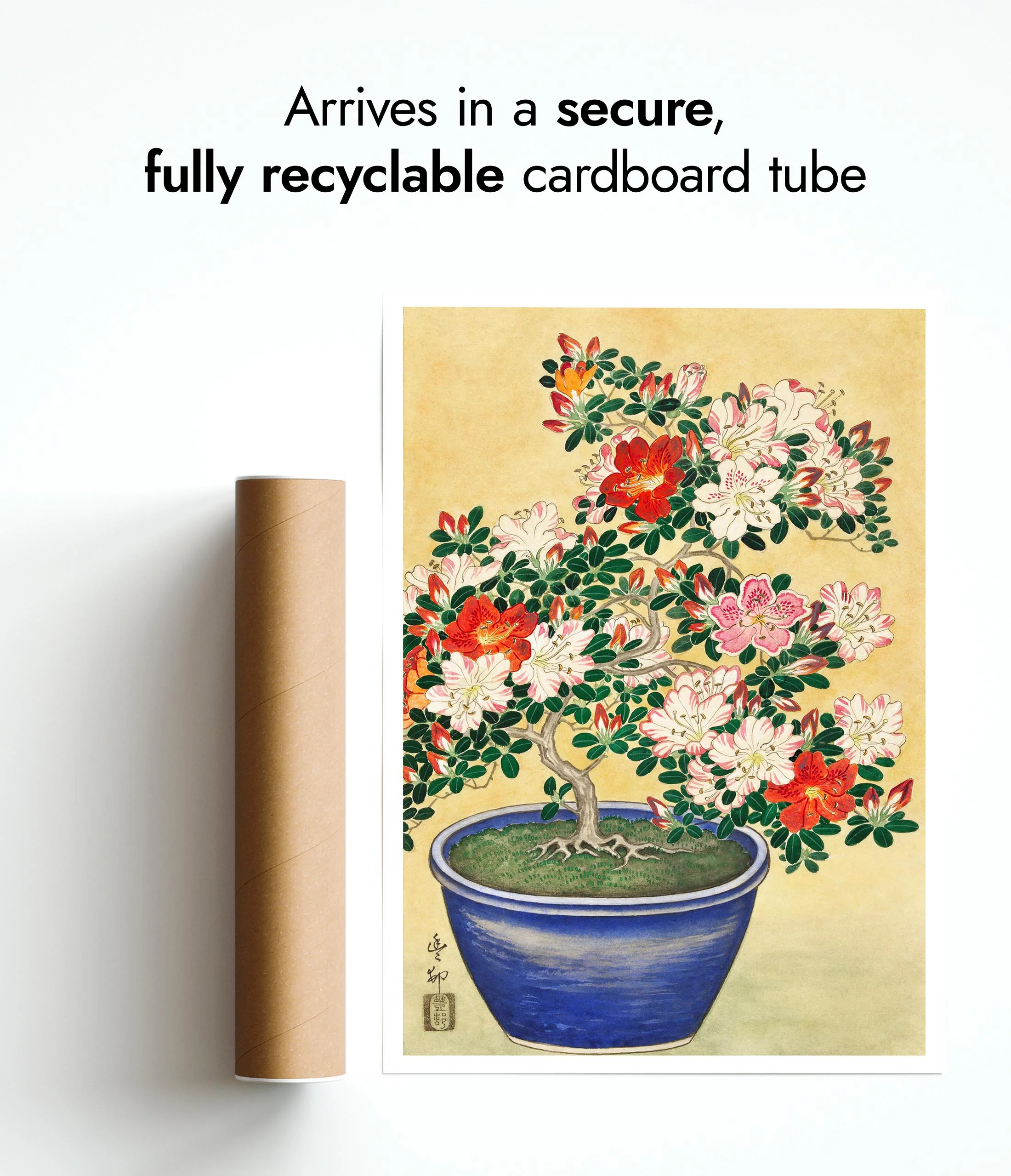 Blooming Azalea in Blue Pot - Image 9