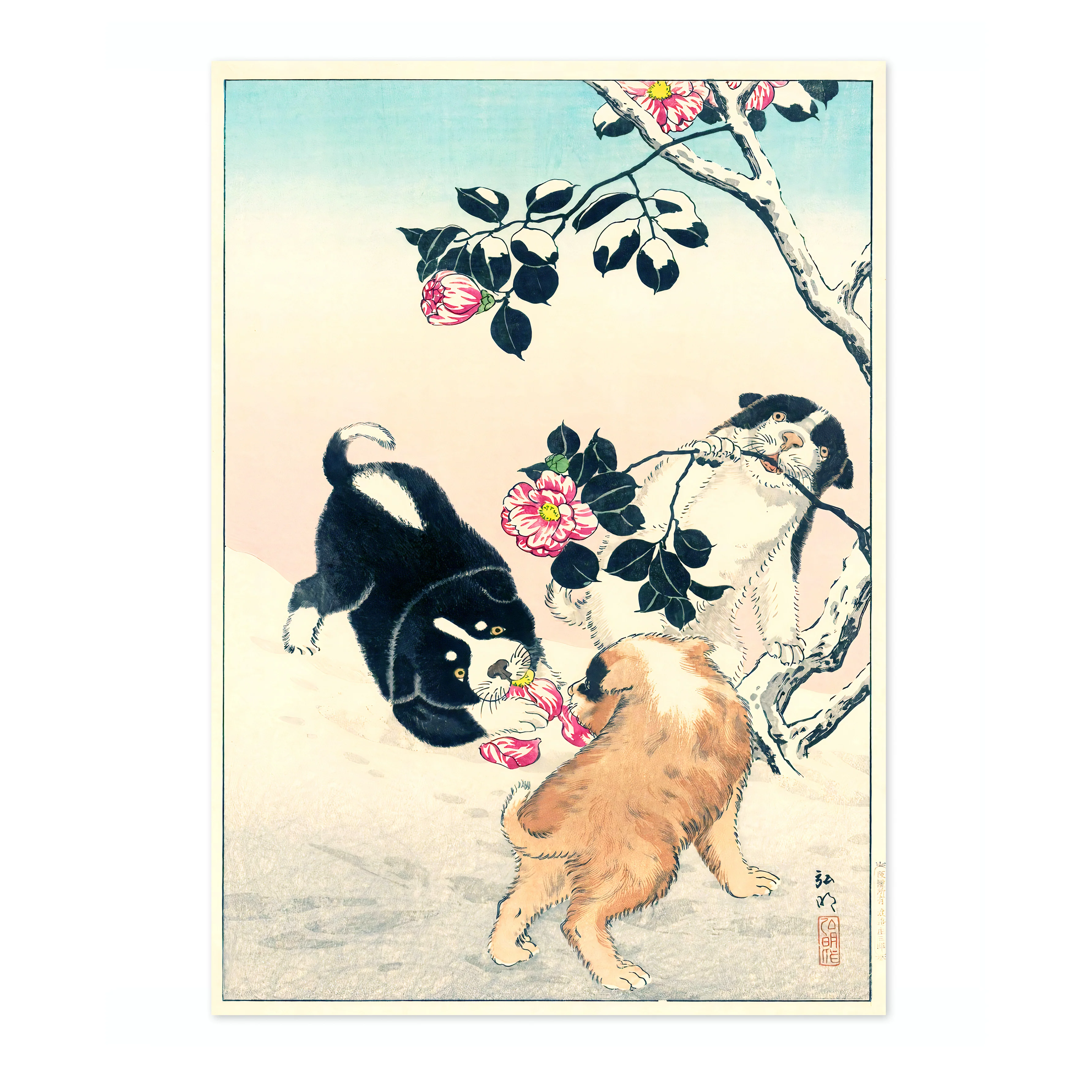 Camellia and Puppies in Snow - Image 4