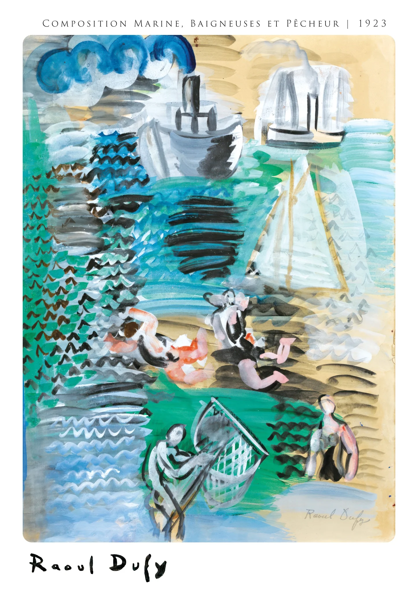 Composition Marine, Baigneusus et Pêcheur