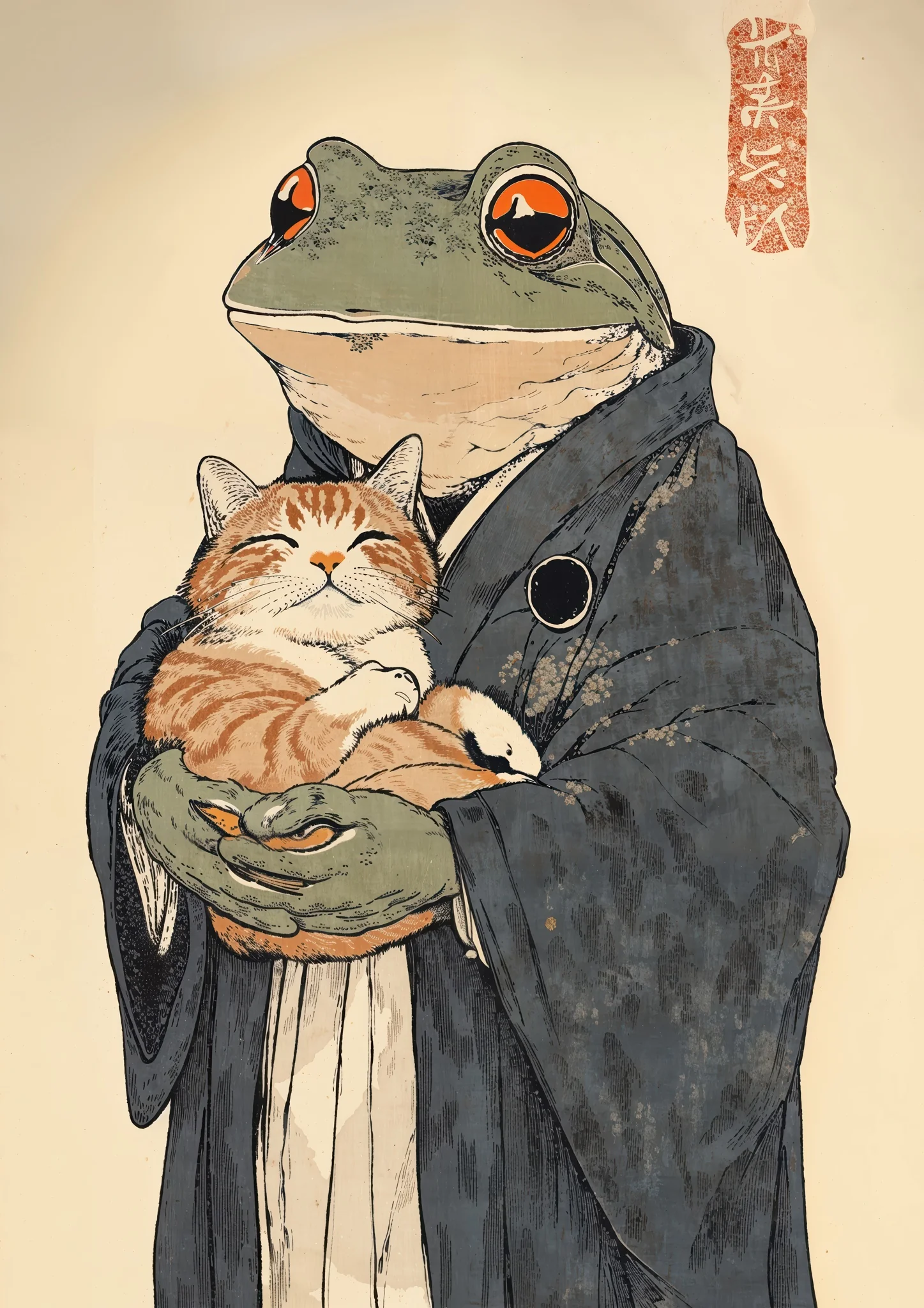 Frog Holding Cat