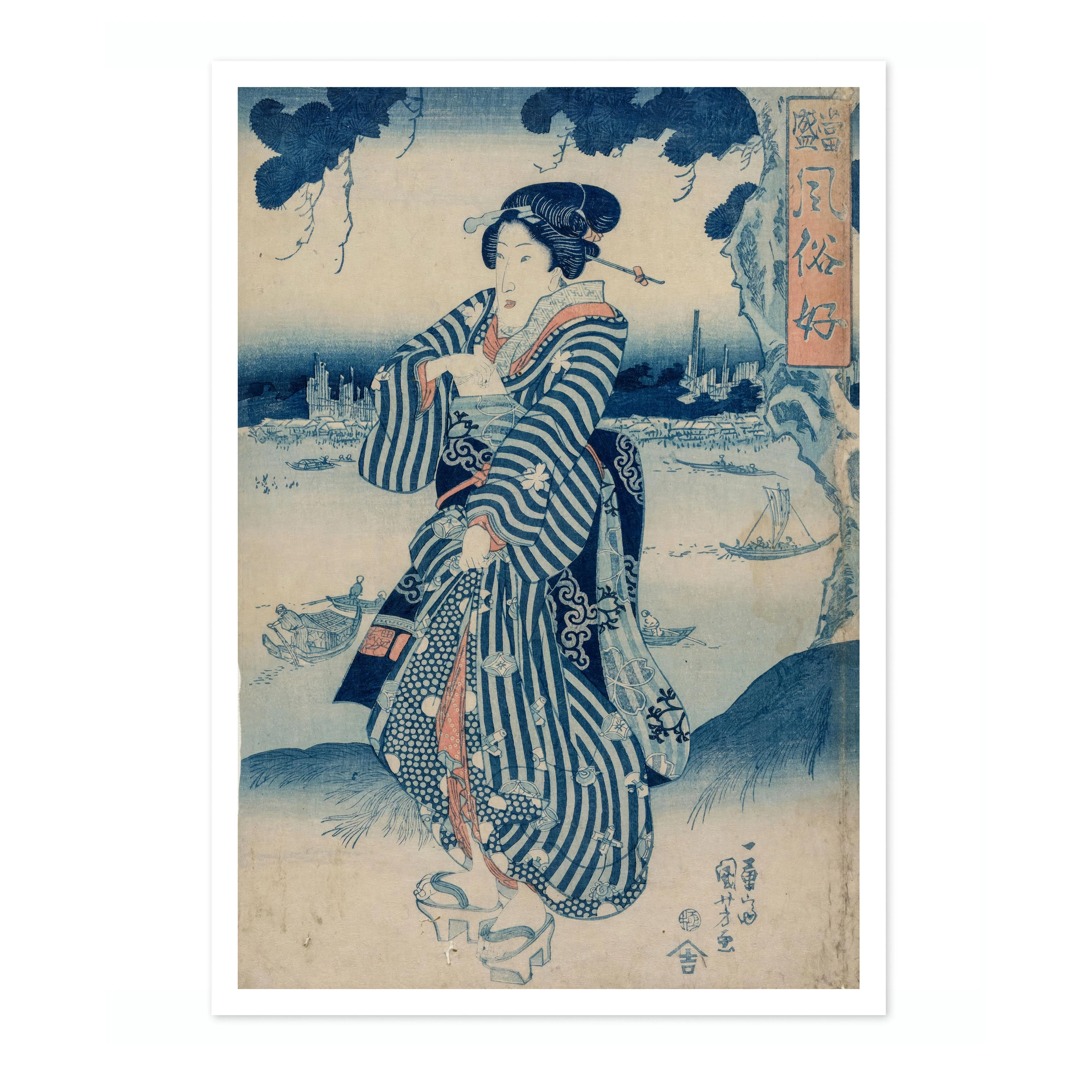 Geisha Standing on the Bank of the Sumida River - Image 4