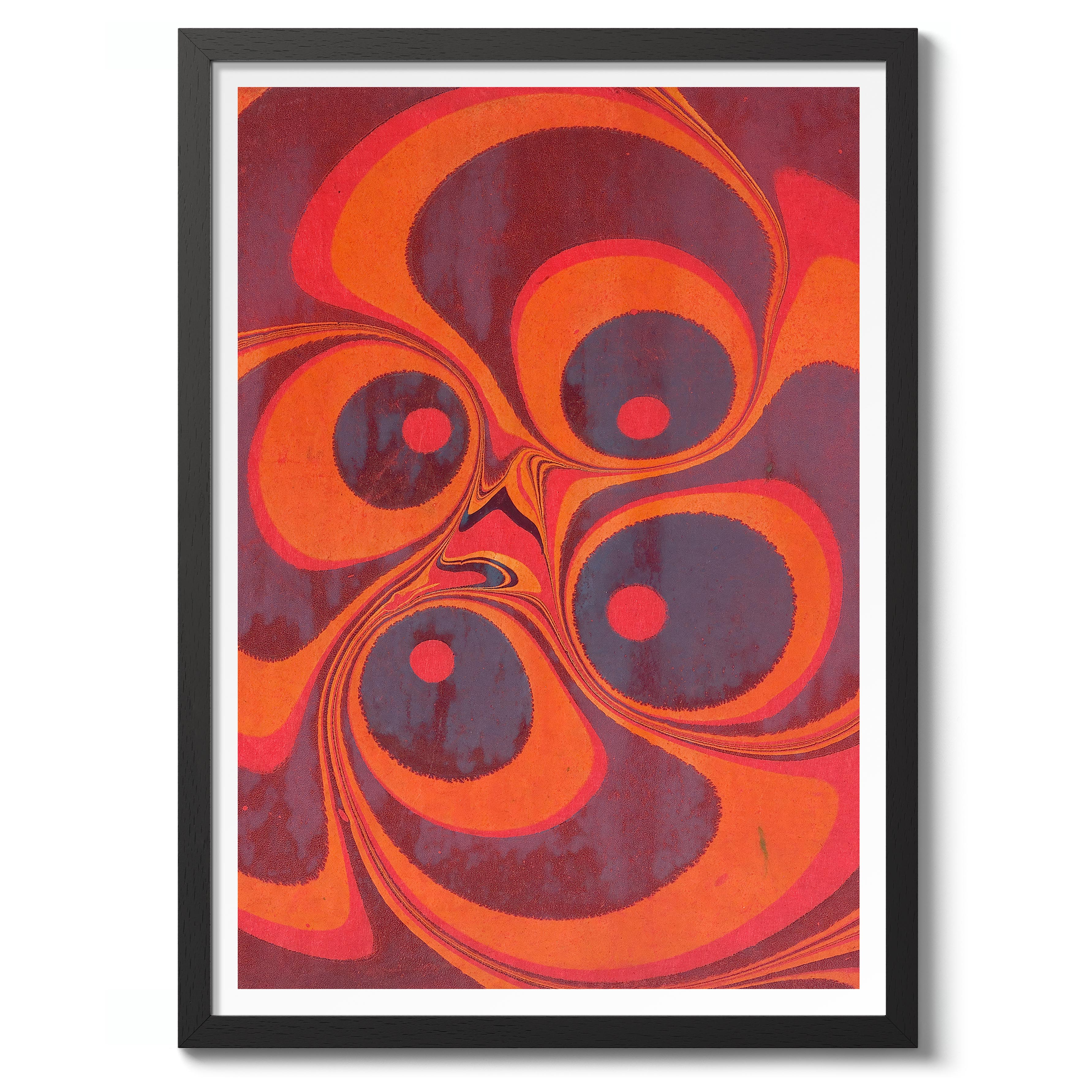 Marbled Paper in Blue, Orange & Red - Image 2