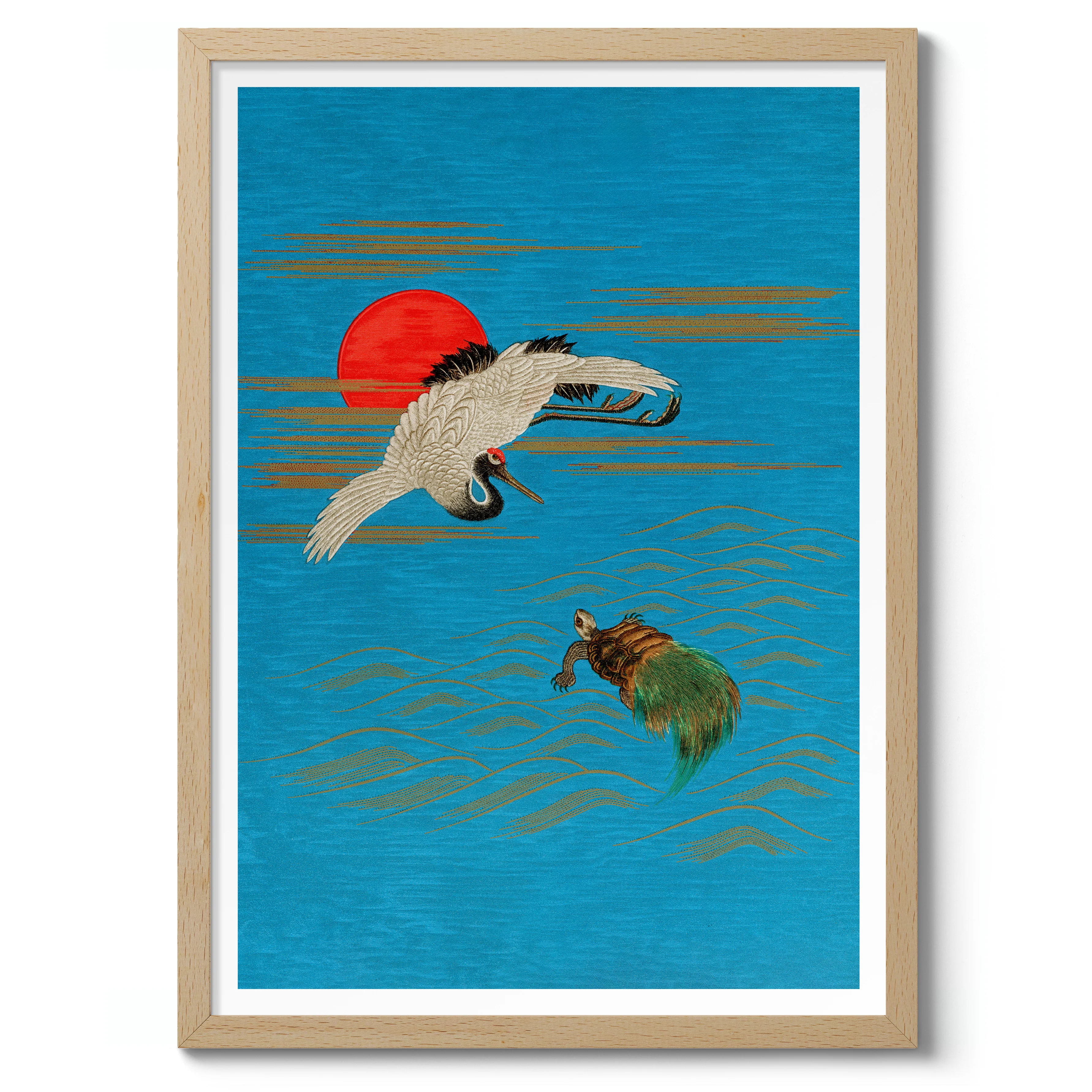 Sarus Crane above a Turtle - Image 3