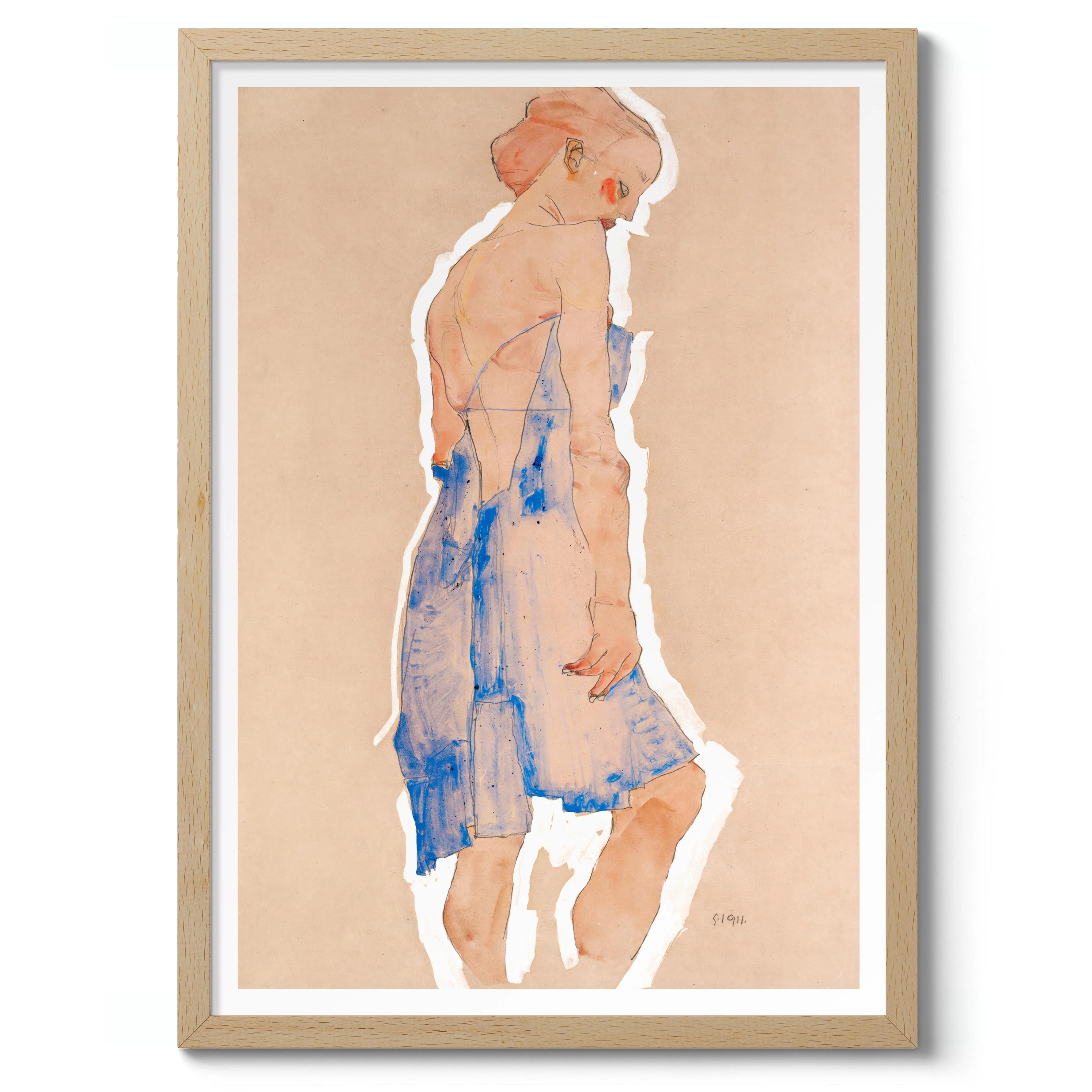 Standing Girl in Blue Dress - Image 3