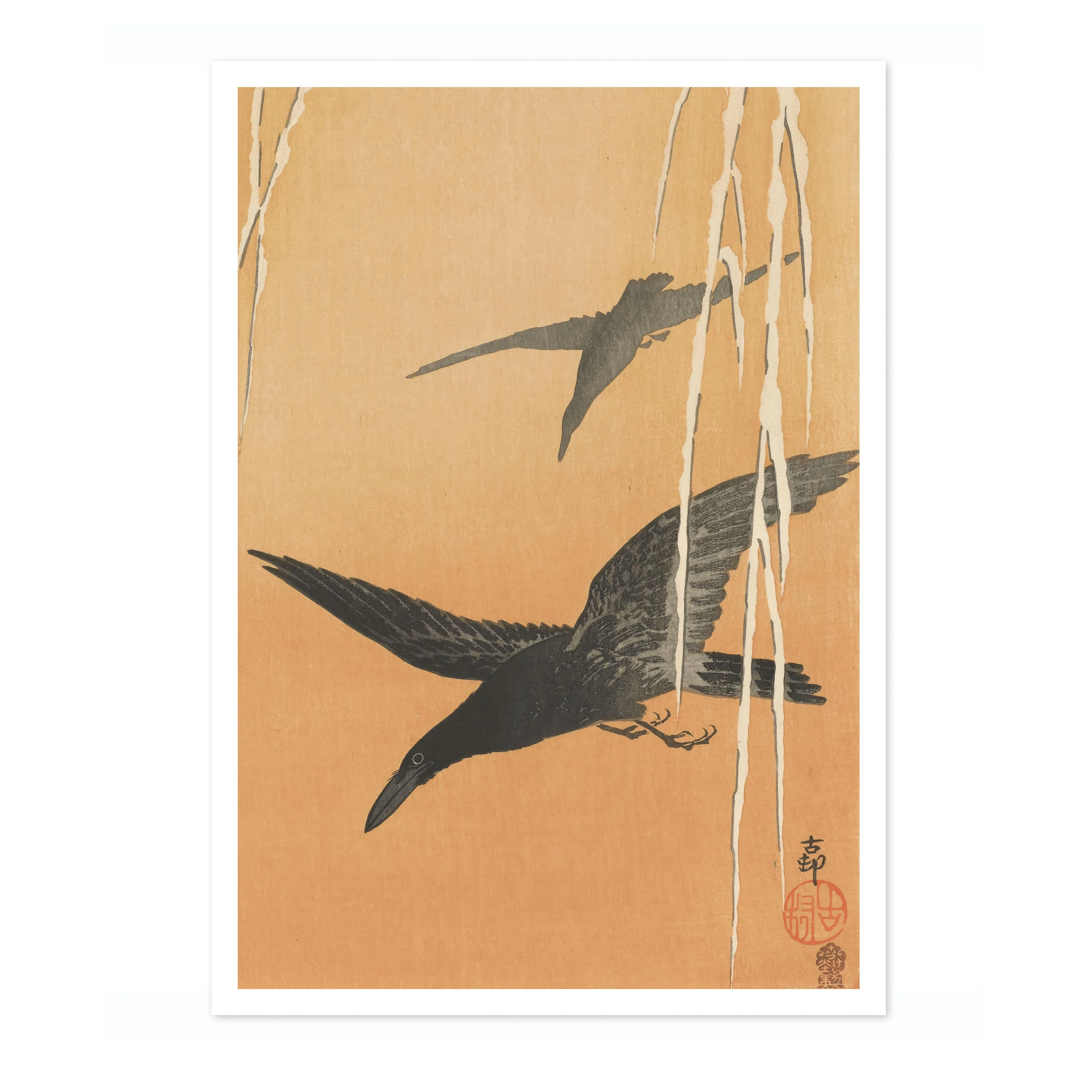 Two Crows in Flight & Snow-Covered Willow - Image 4