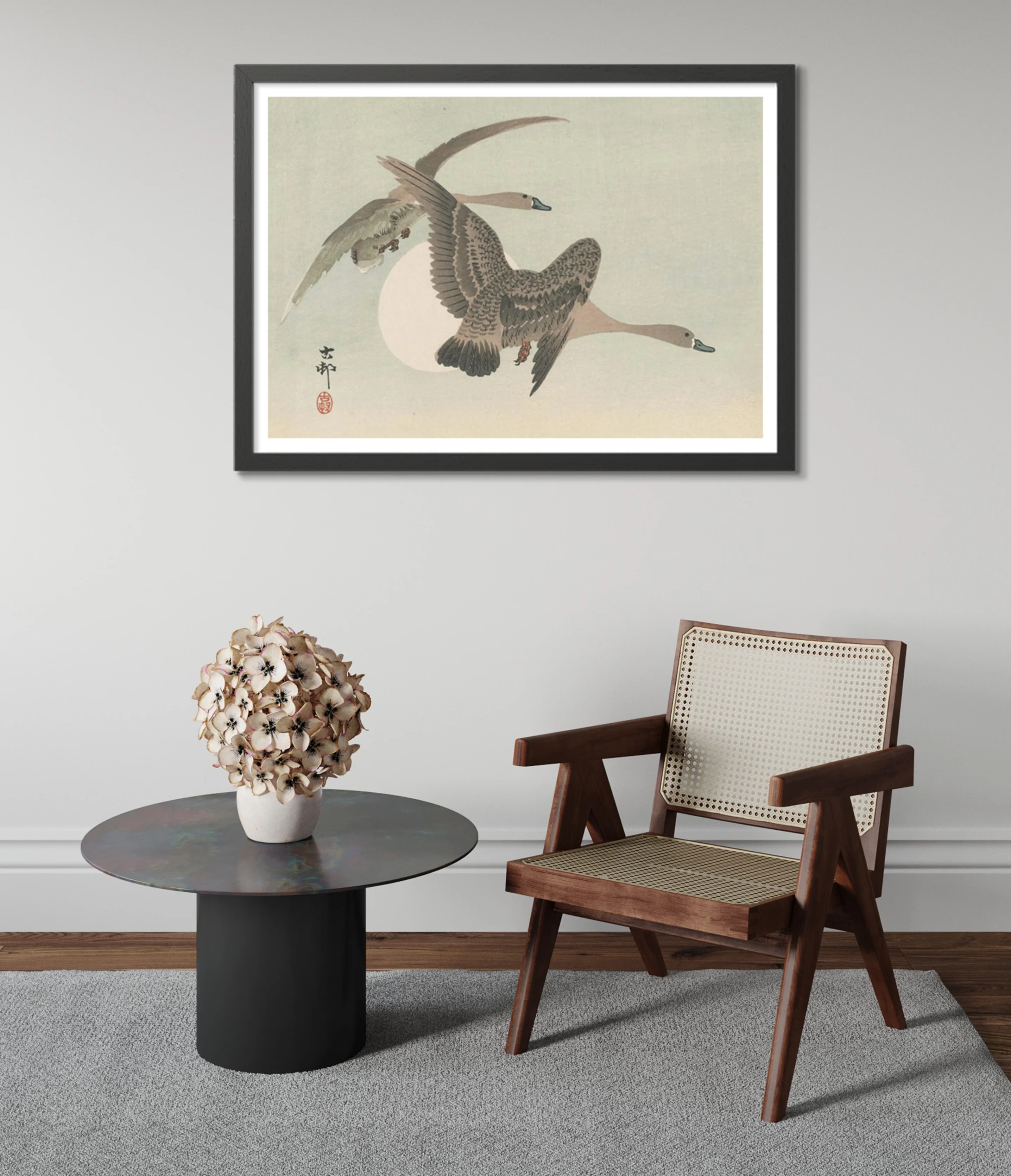 Two Geese in Flight and Full Moon - Image 5
