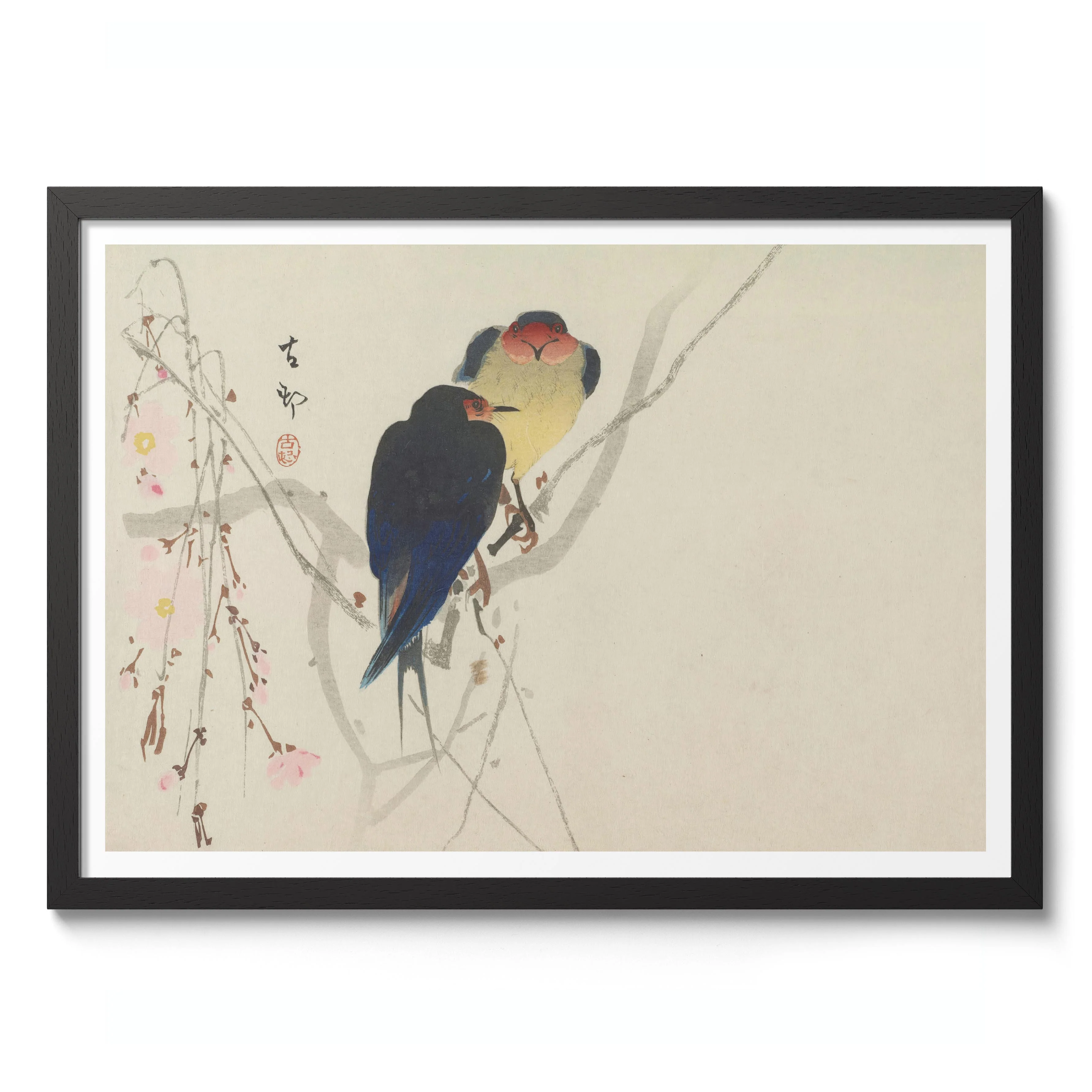 Two Swallows Perched on Weeping Cherry - Image 2