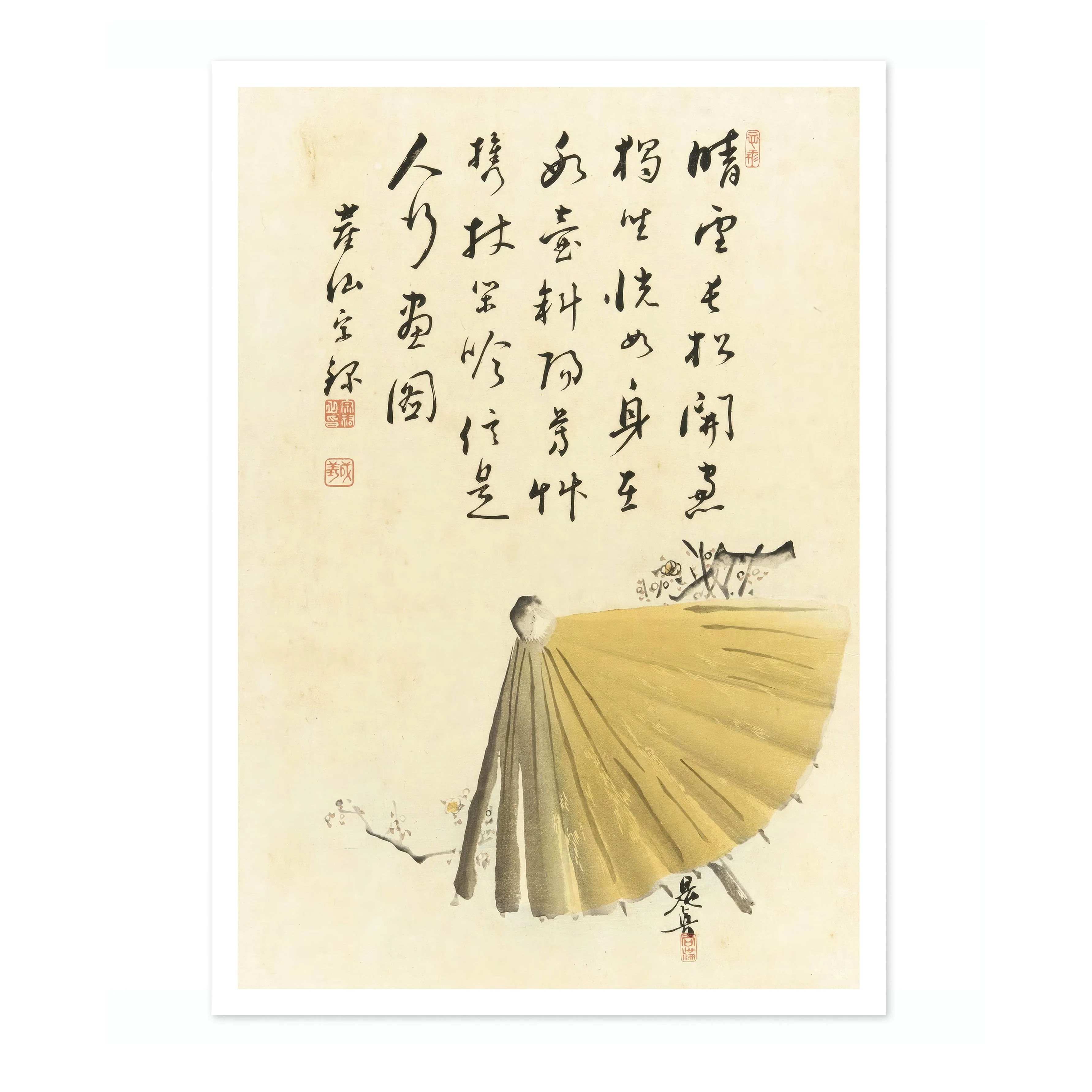 Umbrella & Plum Branch with Poem - Image 4