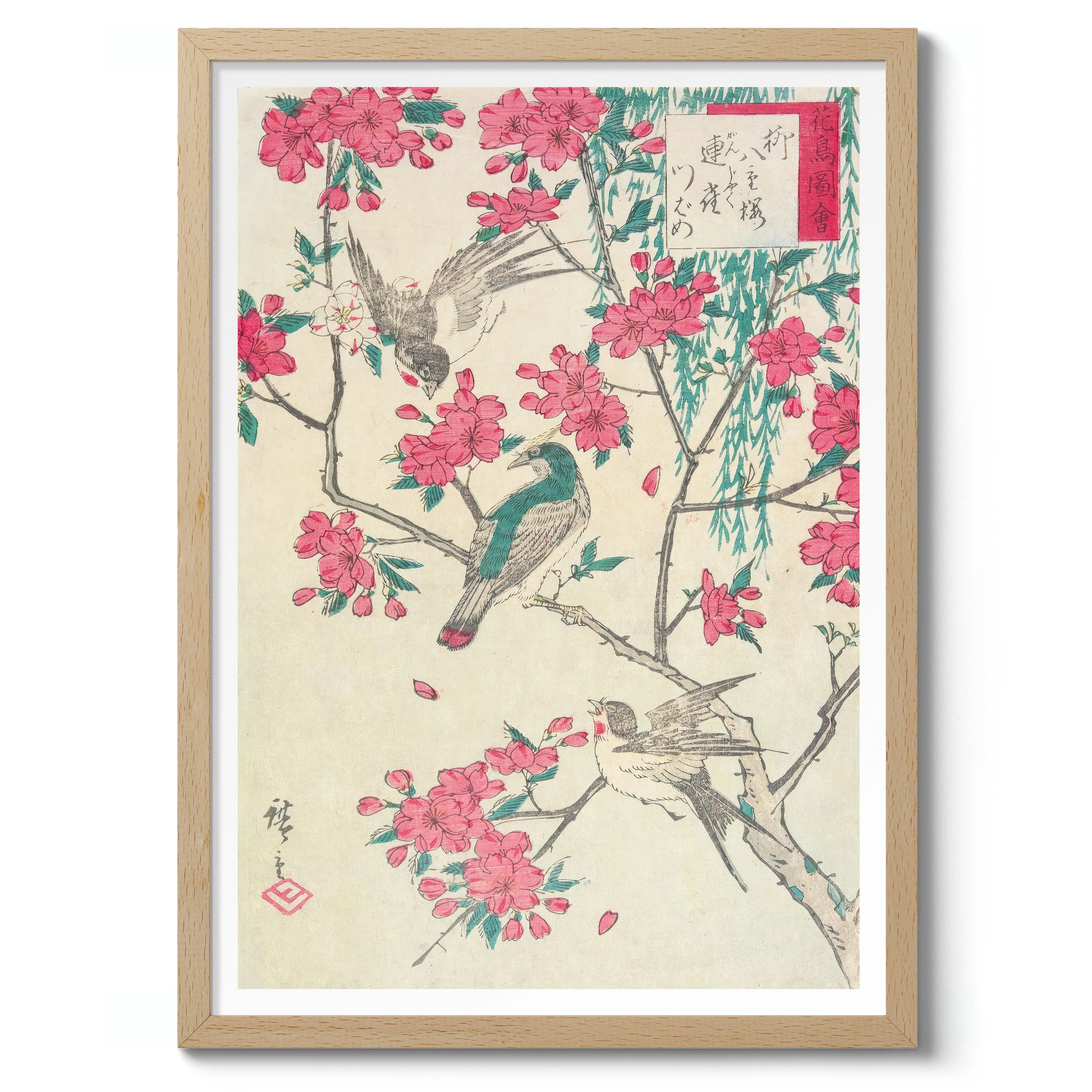 Willow, Cherry Blossoms, Sparrows & Swallow - Image 3