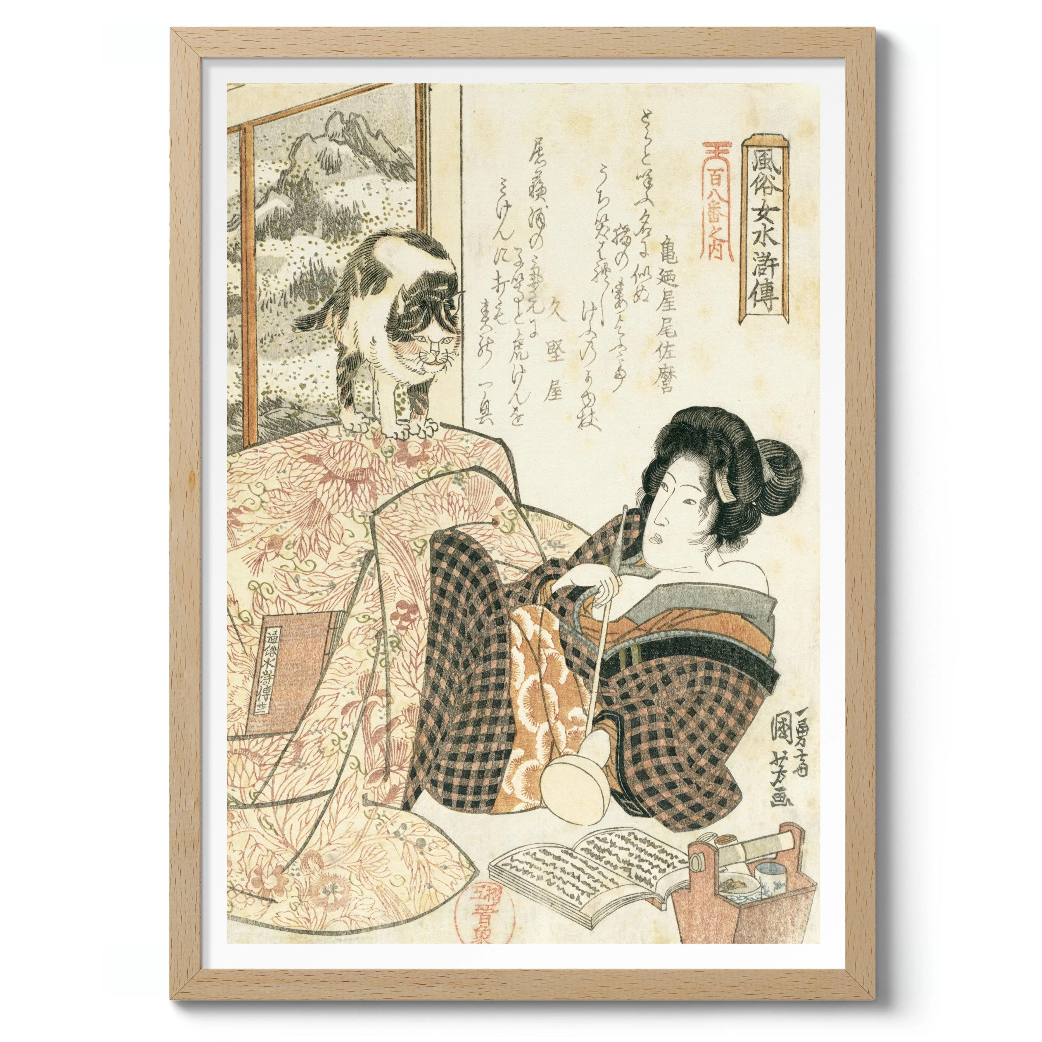 Woman with Cat on Table - Image 3