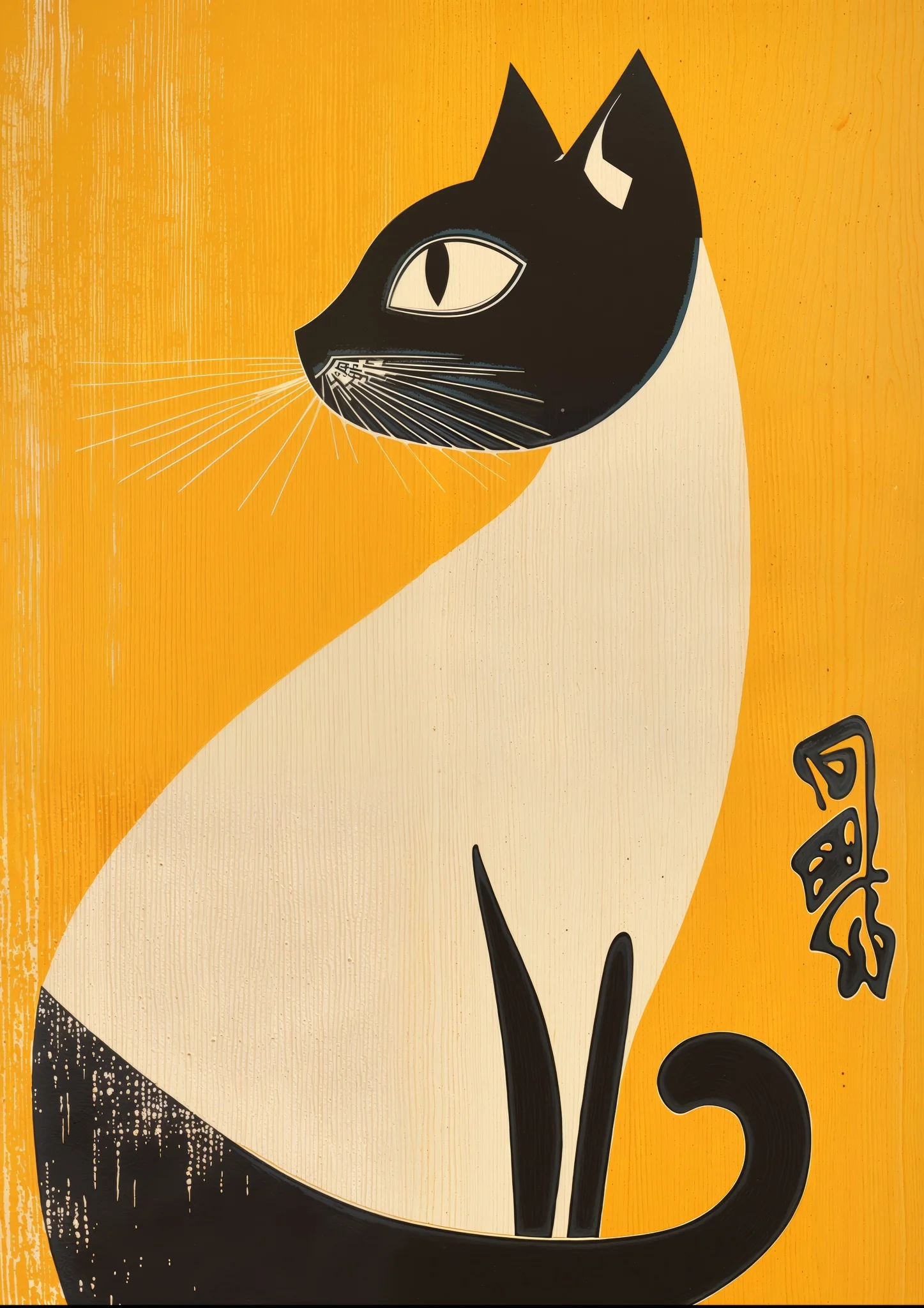 Woodblock Cat